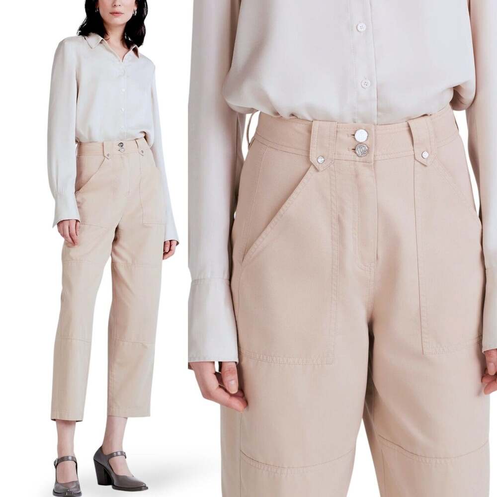 New $325 DEREK LAM 10 CROSBY Peirson Utility Baggy Barrel Pants Khaki Twill Tan
